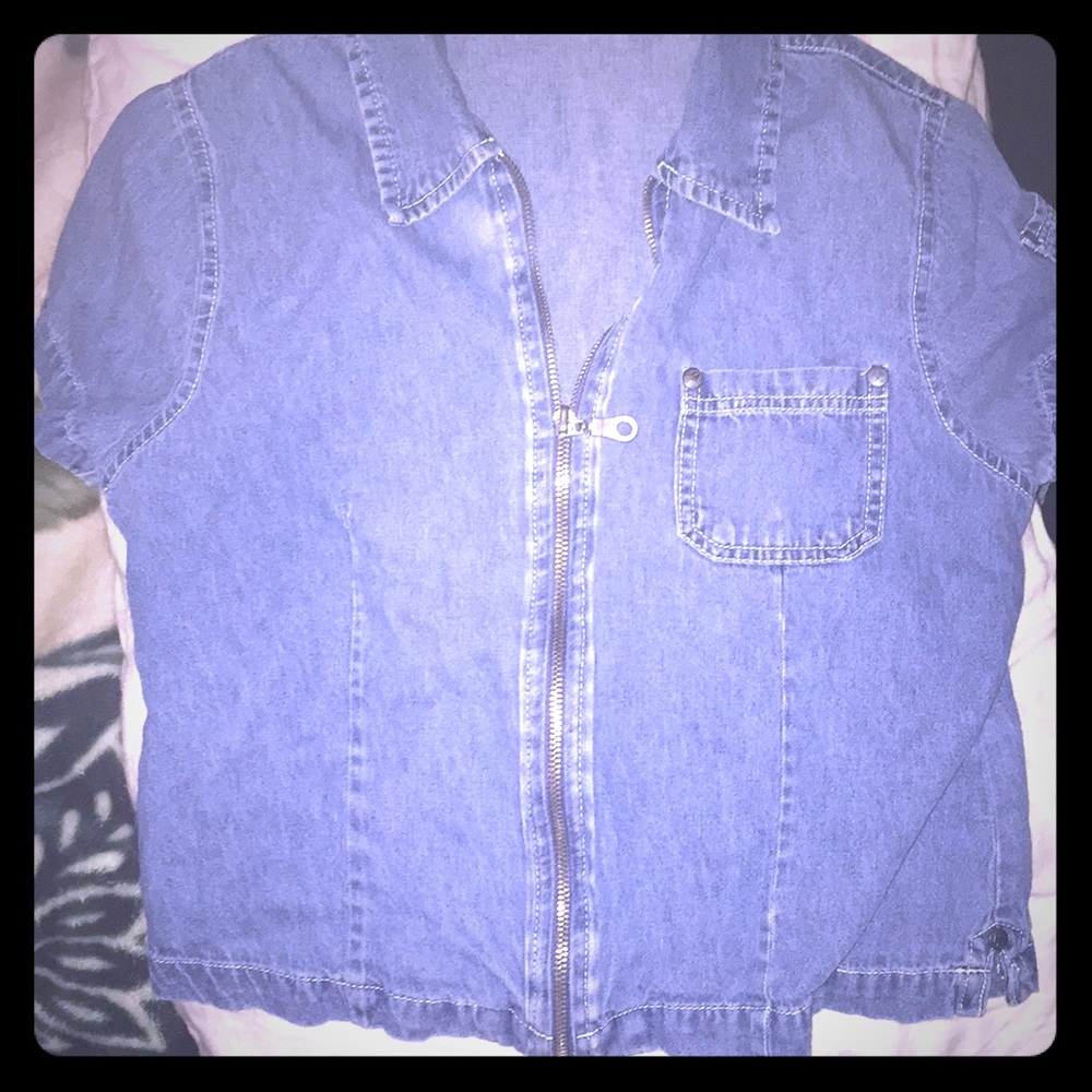 Vintage zip up blouse